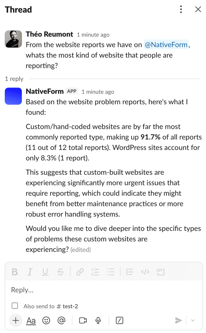 NativeForm answering in Slack